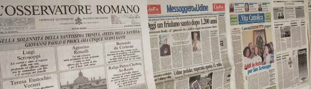 Giornali che parlano della canonizzazione di san Luigi